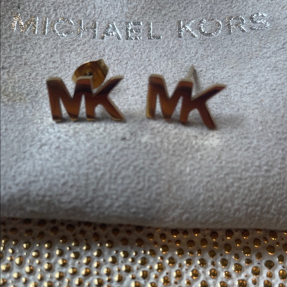 Michael Kors Gold Logo Stud Earrings - Picture 2 of 6